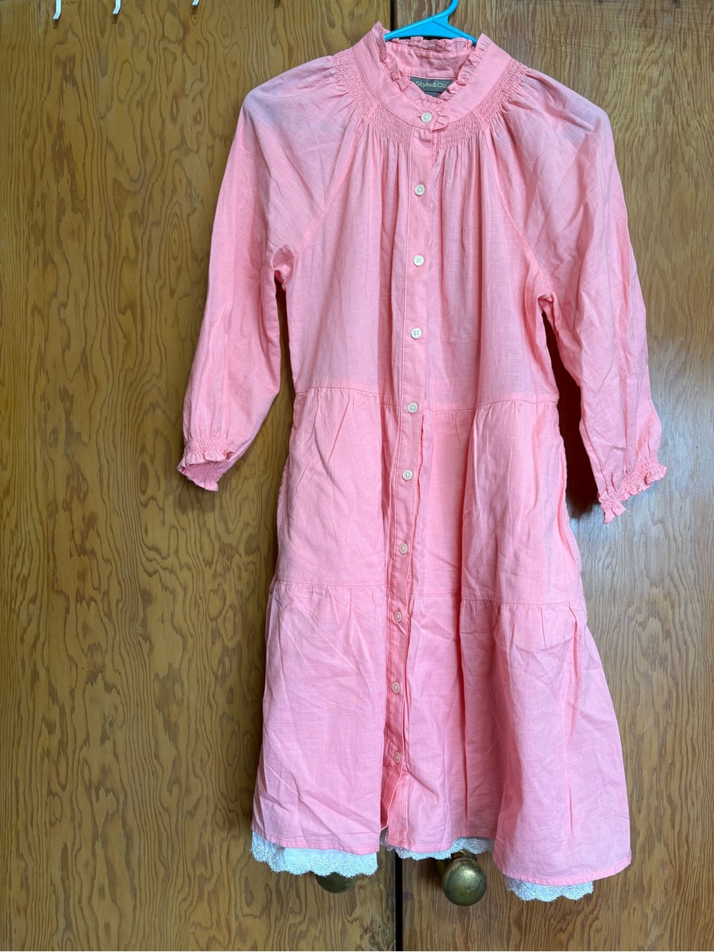 Style & Co. Pink Midi Button-Front Dress